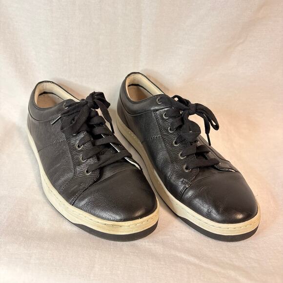 Dockers Men\'s Leather Low Top Sneakers Black Size 12M Casual Lace Up